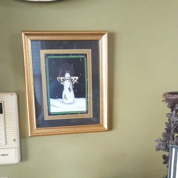 Framed Snowman Artwork with Gold Frame - Picture 6 of 6